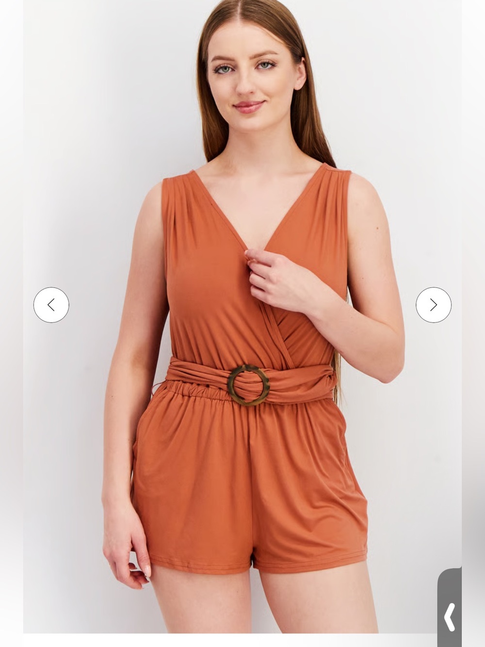 NWT Steve Madden Dakota Romper Belted V Neck Rusty Orange Playsuit (L)
